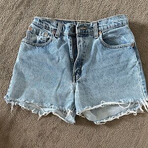 Levi's Light Blue Frayed Jean Shorts